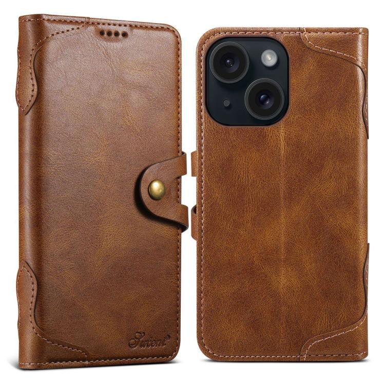 Suteni Q-03 Oil Wax Magnetic Clasp Leather Phone Case, For iPhone 15 Pro, For iPhone 15 Plus, For iPhone 15, For iPhone 14 Plus, For iPhone 14, For iPhone 14 Pro