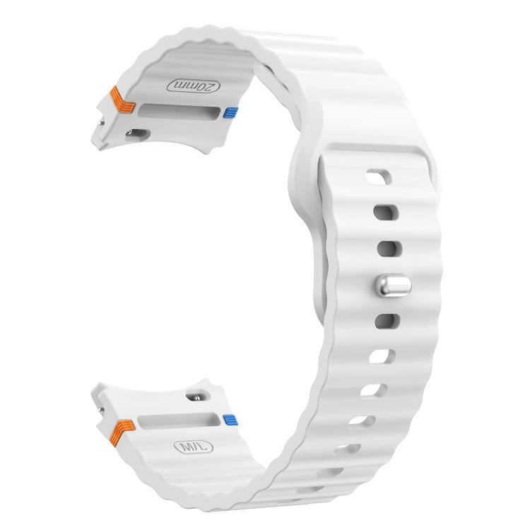 Wavy Grain Stitched Reverse Buckle 20mm Silicone Watch Band, For Samsung Galaxy Watch 7 40mm / 44mm