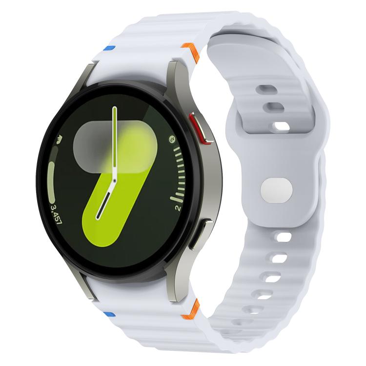 Wavy Grain Stitched Reverse Buckle 20mm Silicone Watch Band, For Samsung Galaxy Watch 7 40mm / 44mm