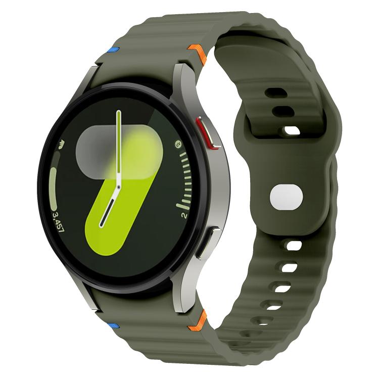 Wavy Grain Stitched Reverse Buckle 20mm Silicone Watch Band, For Samsung Galaxy Watch 7 40mm / 44mm