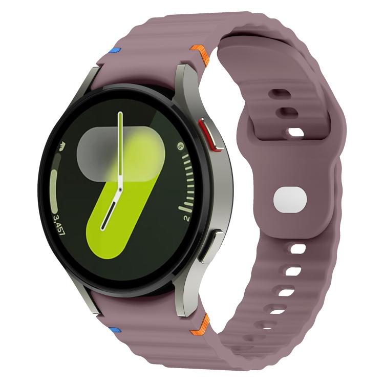 Wavy Grain Stitched Reverse Buckle 20mm Silicone Watch Band, For Samsung Galaxy Watch 7 40mm / 44mm