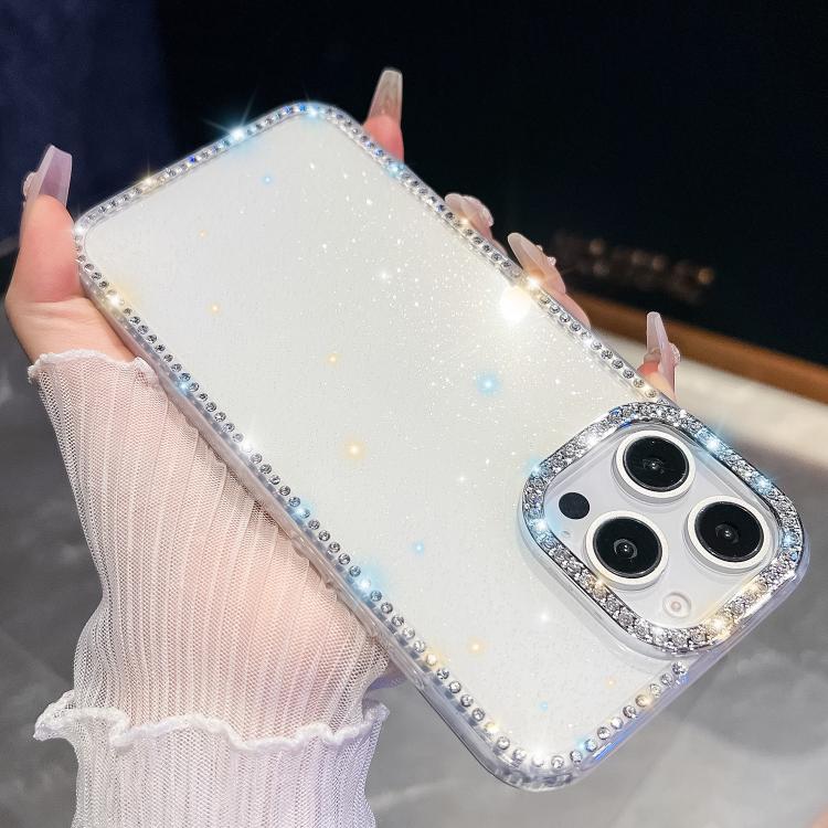 Rhinestone Glitter TPU 4-corners Anti-fall Phone Case, For iPhone 16e, For iPhone 16 Pro Max, For iPhone 16 Pro, For iPhone 16 Plus