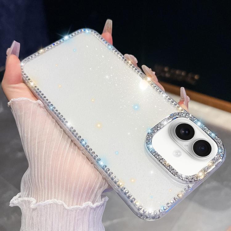 Rhinestone Glitter TPU 4-corners Anti-fall Phone Case, For iPhone 16e, For iPhone 16 Pro Max, For iPhone 16 Pro, For iPhone 16 Plus