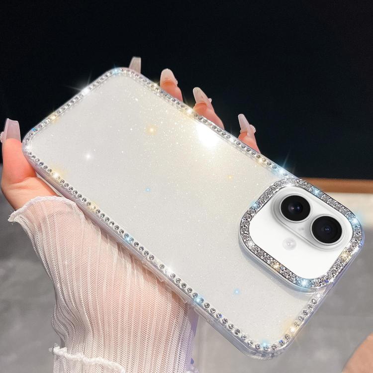 Rhinestone Glitter TPU 4-corners Anti-fall Phone Case, For iPhone 16e, For iPhone 16 Pro Max, For iPhone 16 Pro, For iPhone 16 Plus