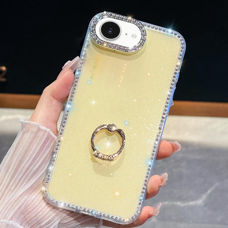 Rhinestone Glitter TPU Ring Holder Anti-fall Phone Case, For iPhone 16e, For iPhone 16 Pro Max, For iPhone 16 Pro, For iPhone 16 Plus