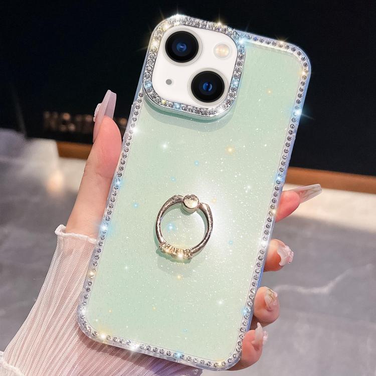 Rhinestone Glitter TPU Ring Holder Anti-fall Phone Case, For iPhone 16, For iPhone 15 Pro Max, For iPhone 15 Pro, For iPhone 15