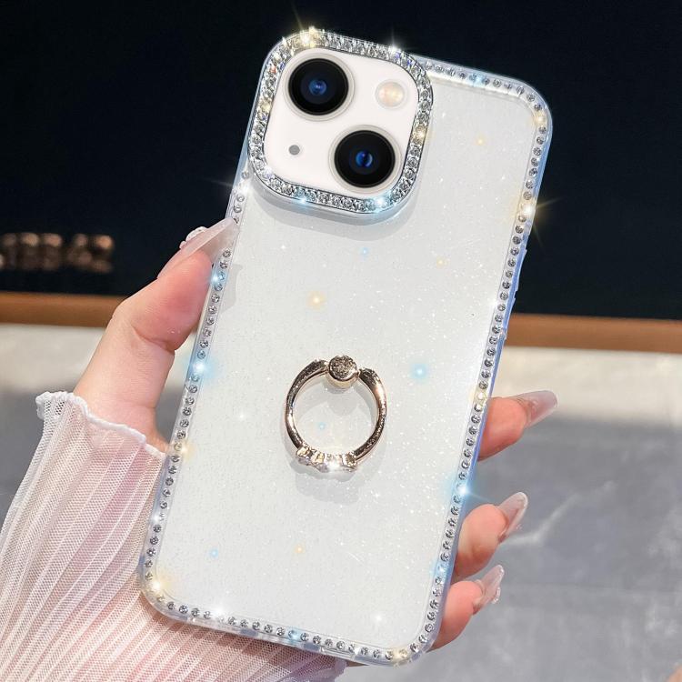 Rhinestone Glitter TPU Ring Holder Anti-fall Phone Case, For iPhone 14, For iPhone 14 Pro, For iPhone 14 Pro Max, For iPhone 13 Pro Max