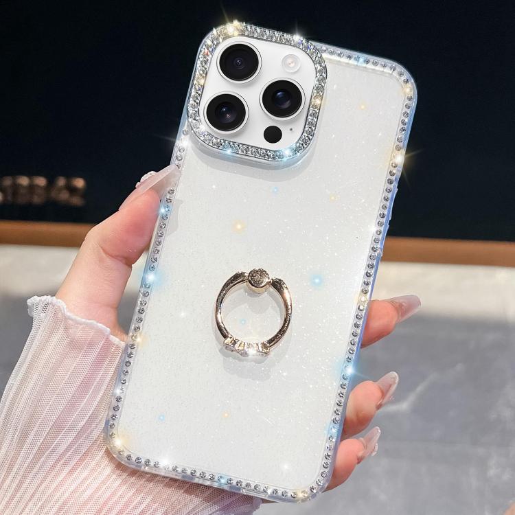 Rhinestone Glitter TPU Ring Holder Anti-fall Phone Case, For iPhone 14, For iPhone 14 Pro, For iPhone 14 Pro Max, For iPhone 13 Pro Max