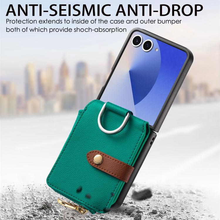 Litchi Texture Ring Vertical Zipper Wallet Phone Case