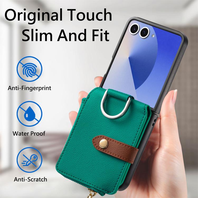 Litchi Texture Ring Vertical Zipper Wallet Phone Case