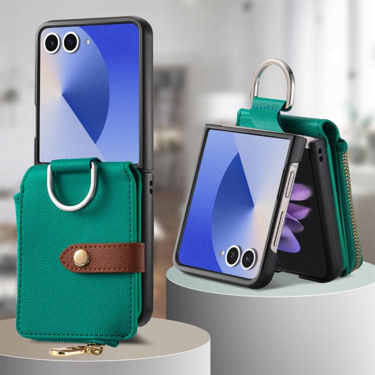 Litchi Texture Ring Vertical Zipper Wallet Phone Case