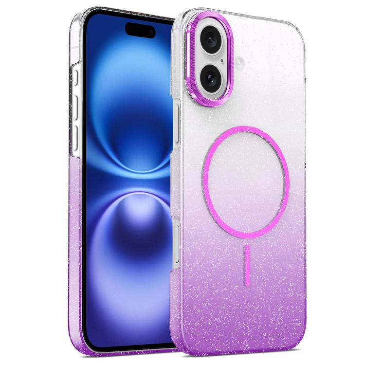 Gold Diamond Glitter Gradient MagSafe Shockproof Phone Case, For iPhone 16e, For iPhone 16 Pro Max, For iPhone 16 Pro, For iPhone 16 Plus