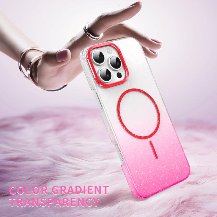 Gold Diamond Glitter Gradient MagSafe Shockproof Phone Case, For iPhone 16, For iPhone 15 Pro Max, For iPhone 15 Pro, For iPhone 15 Plus