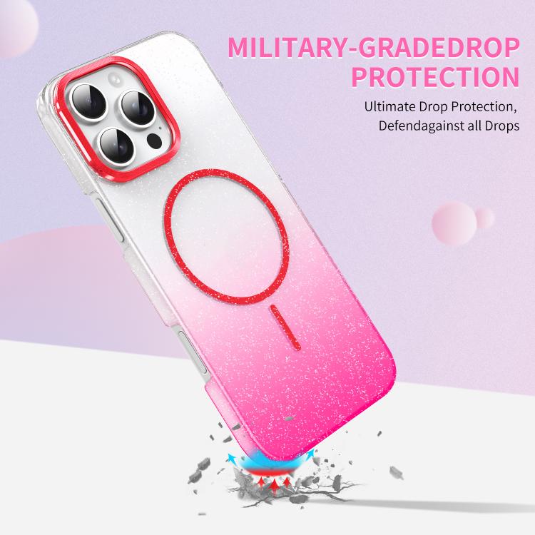 Gold Diamond Glitter Gradient MagSafe Shockproof Phone Case, For iPhone 15, For iPhone 14 Plus, For iPhone 14, For iPhone 14 Pro