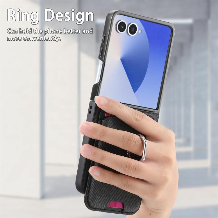 Twill Fabric Card Bag Ring Magnetic Back Phone Case