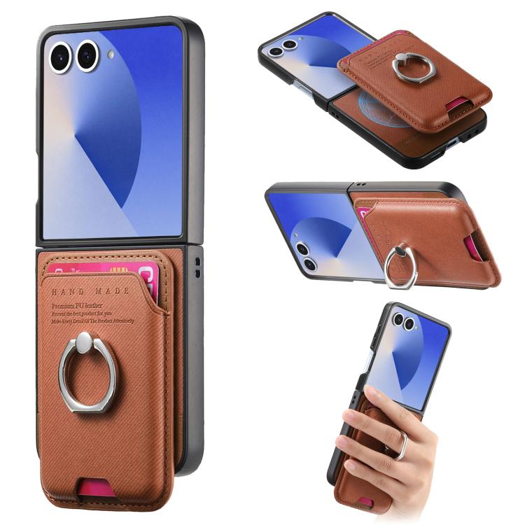 Twill Fabric Card Bag Ring Magnetic Back Phone Case