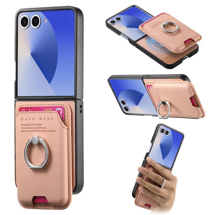 Twill Fabric Card Bag Ring Magnetic Back Phone Case