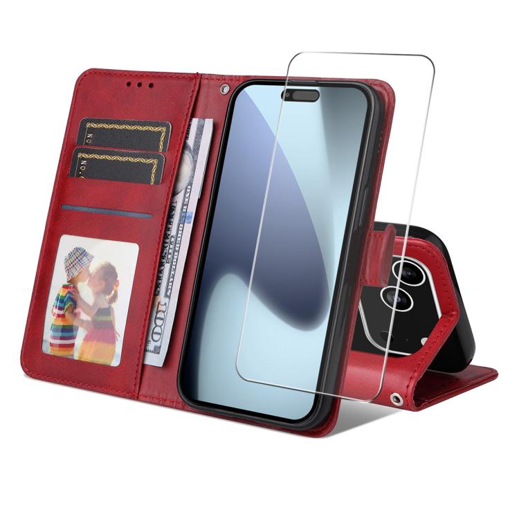 ENKAY Card Wallet Calf Texture Leather Phone Case with Thickened Glue No White Edge Film, For iPhone 17 Pro Max, For iPhone 17 Pro, For iPhone 17, For iPhone 17 Air