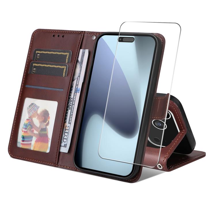 ENKAY Card Wallet Calf Texture Leather Phone Case with Thickened Glue No White Edge Film, For iPhone 17 Pro Max, For iPhone 17 Pro, For iPhone 17, For iPhone 17 Air