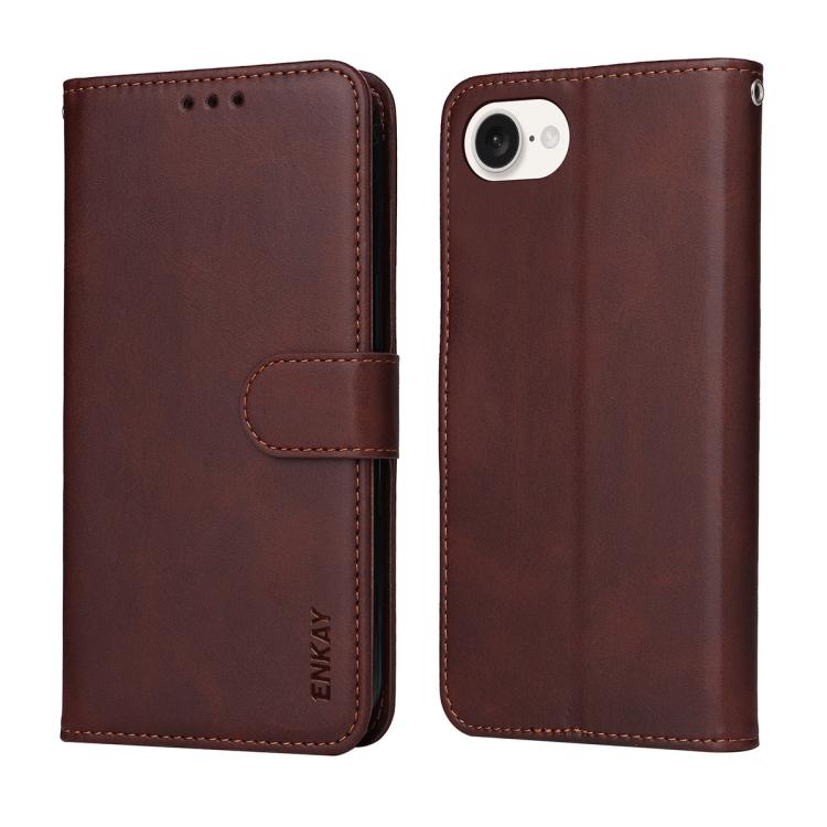 ENKAY Card Wallet Calf Texture Leather Phone Case with Thickened Glue No White Edge Film, For iPhone 16e, For iPhone 16 Pro Max, For iPhone 16 Pro, For iPhone 16 Plus