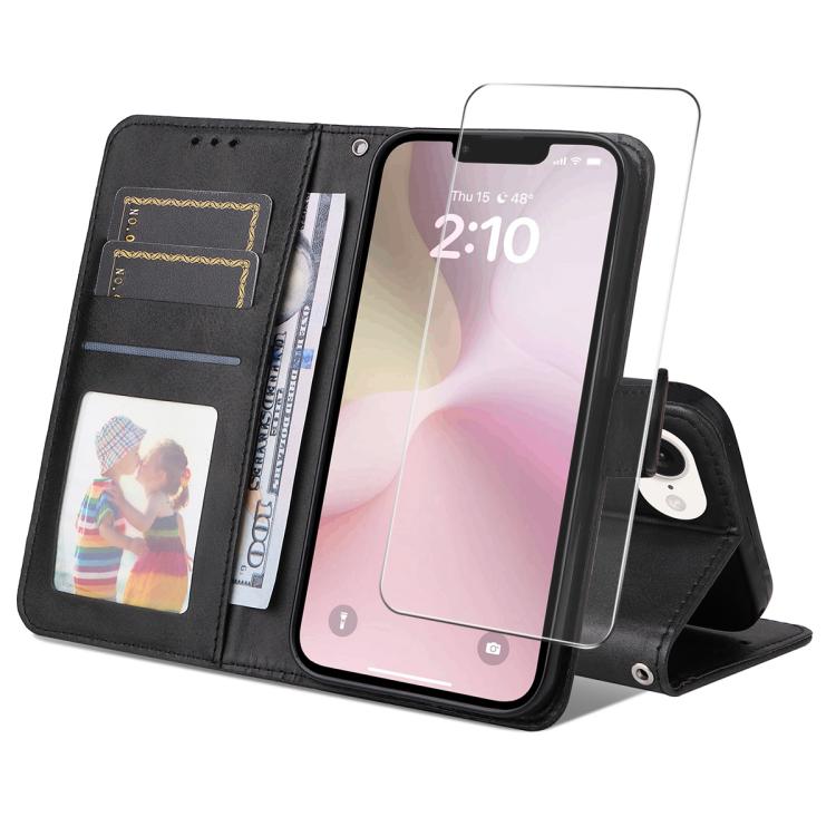 ENKAY Card Wallet Calf Texture Leather Phone Case with Thickened Glue No White Edge Film, For iPhone 16e, For iPhone 16 Pro Max, For iPhone 16 Pro, For iPhone 16 Plus