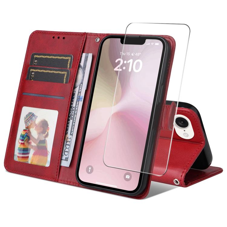ENKAY Card Wallet Calf Texture Leather Phone Case with Thickened Glue No White Edge Film, For iPhone 16e, For iPhone 16 Pro Max, For iPhone 16 Pro, For iPhone 16 Plus