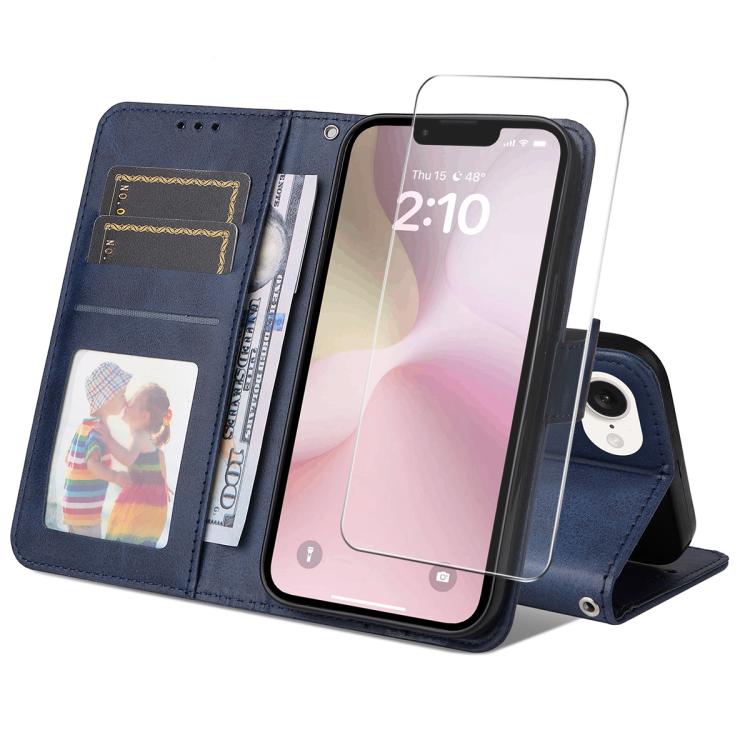 ENKAY Card Wallet Calf Texture Leather Phone Case with Thickened Glue No White Edge Film, For iPhone 16e, For iPhone 16 Pro Max, For iPhone 16 Pro, For iPhone 16 Plus