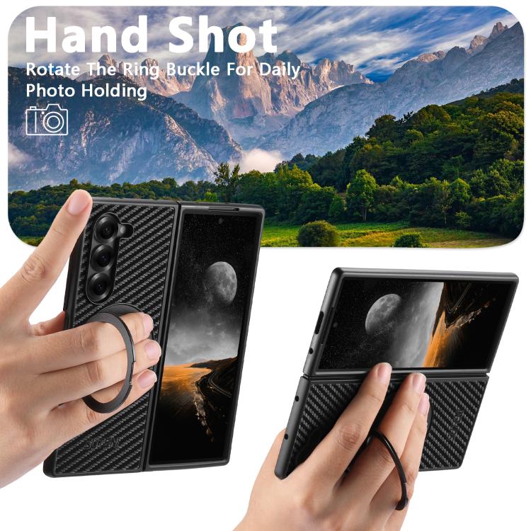 Suteni G3 Carbon Fiber Leather 360 Rotation Holder MagSafe Phone Case