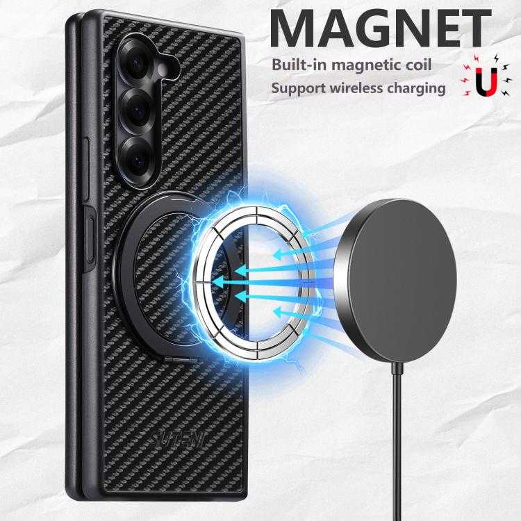 Suteni G3 Carbon Fiber Leather 360 Rotation Holder MagSafe Phone Case