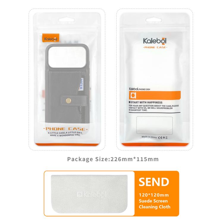 Kalebol Magnetic Button Card Bag MagSafe Ring Leather Phone Case, For iPhone 17 Pro Max, For iPhone 17 Pro, For iPhone 17, For iPhone 17 Air