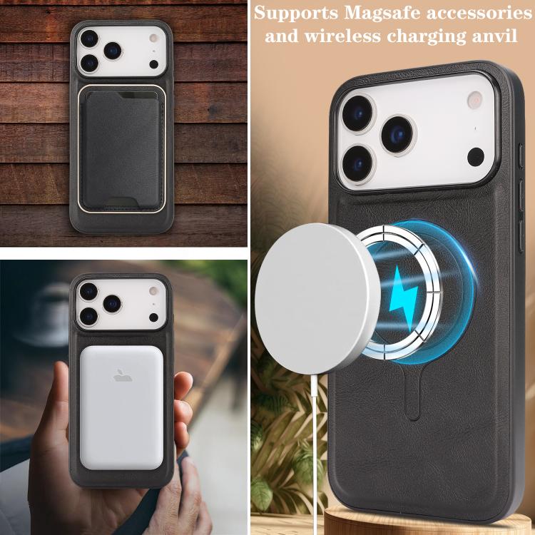 Kalebol Slim MagSafe Ring Magnetic Card Bag Leather Phone Case, For iPhone 17 Pro Max, For iPhone 17 Pro, For iPhone 17, For iPhone 17 Air