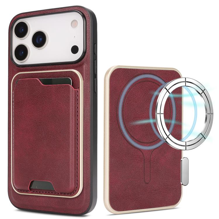 Kalebol Slim MagSafe Ring Magnetic Card Bag Leather Phone Case, For iPhone 17 Pro Max, For iPhone 17 Pro, For iPhone 17, For iPhone 17 Air