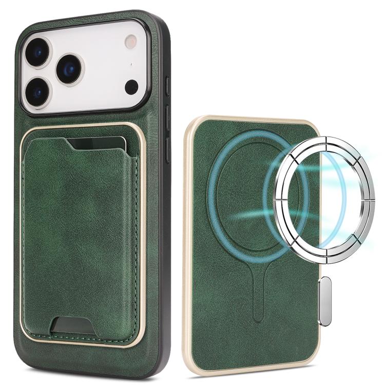 Kalebol Slim MagSafe Ring Magnetic Card Bag Leather Phone Case, For iPhone 17 Pro Max, For iPhone 17 Pro, For iPhone 17, For iPhone 17 Air