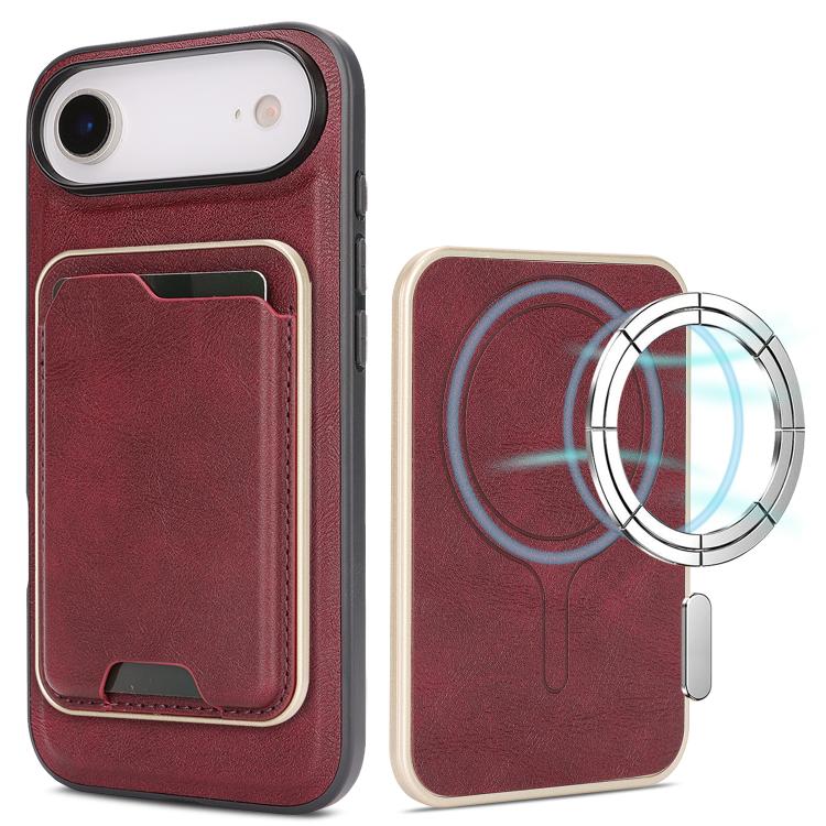 Kalebol Slim MagSafe Ring Magnetic Card Bag Leather Phone Case, For iPhone 17 Pro Max, For iPhone 17 Pro, For iPhone 17, For iPhone 17 Air