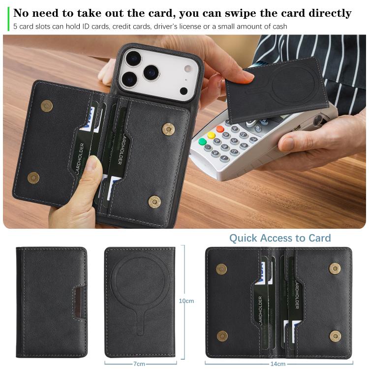 Kalebol Strong MagSafe Magnetic Two-Fold Card Bag Leather Phone Case, For iPhone 17 Pro Max, For iPhone 17 Pro, For iPhone 17, For iPhone 17 Air