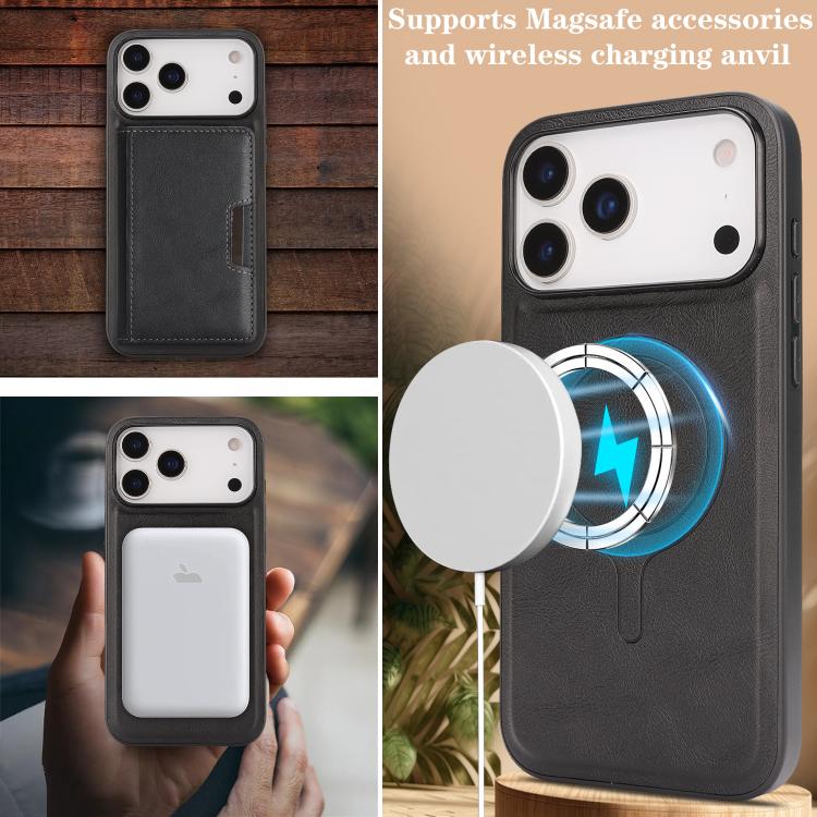 Kalebol Strong MagSafe Magnetic Two-Fold Card Bag Leather Phone Case, For iPhone 17 Pro Max, For iPhone 17 Pro, For iPhone 17, For iPhone 17 Air