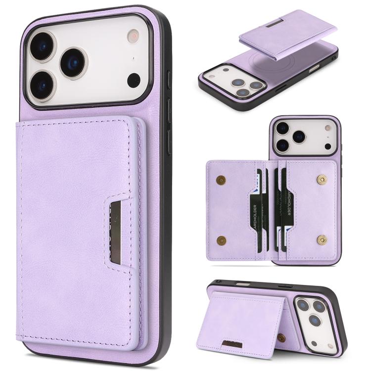 Kalebol Strong MagSafe Magnetic Two-Fold Card Bag Leather Phone Case, For iPhone 17 Pro Max, For iPhone 17 Pro, For iPhone 17, For iPhone 17 Air