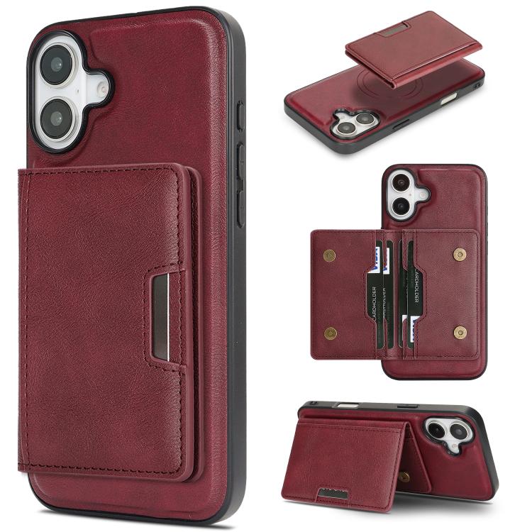 Kalebol Strong MagSafe Magnetic Two-Fold Card Bag Leather Phone Case, For iPhone 17 Pro Max, For iPhone 17 Pro, For iPhone 17, For iPhone 17 Air