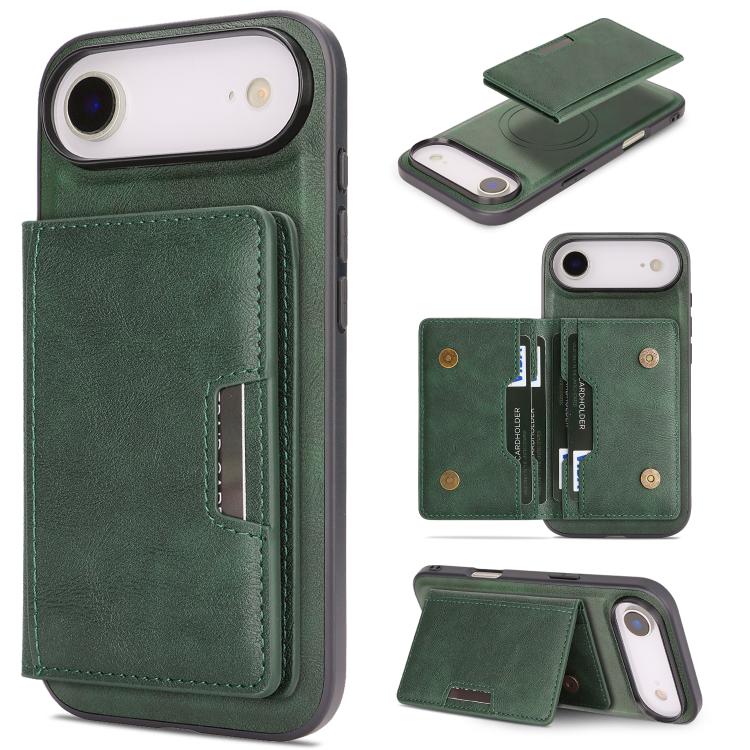 Kalebol Strong MagSafe Magnetic Two-Fold Card Bag Leather Phone Case, For iPhone 17 Pro Max, For iPhone 17 Pro, For iPhone 17, For iPhone 17 Air