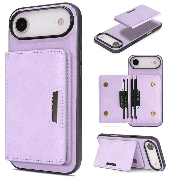 Kalebol Strong MagSafe Magnetic Two-Fold Card Bag Leather Phone Case, For iPhone 17 Pro Max, For iPhone 17 Pro, For iPhone 17, For iPhone 17 Air