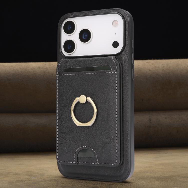 Kalebol Strong MagSafe Ring Magnetic Card Bag Holder Leather Phone Case, For iPhone 17 Pro Max, For iPhone 17 Pro, For iPhone 17, For iPhone 17 Air