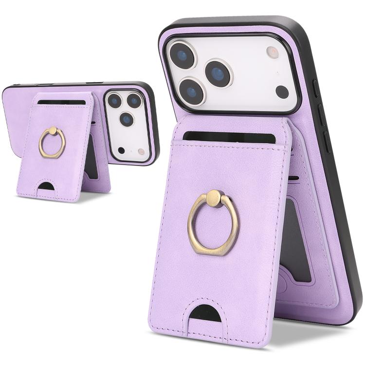 Kalebol Strong MagSafe Ring Magnetic Card Bag Holder Leather Phone Case, For iPhone 17 Pro Max, For iPhone 17 Pro, For iPhone 17, For iPhone 17 Air