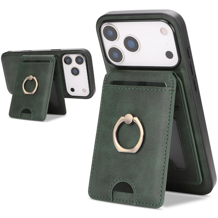 Kalebol Strong MagSafe Ring Magnetic Card Bag Holder Leather Phone Case, For iPhone 17 Pro Max, For iPhone 17 Pro, For iPhone 17, For iPhone 17 Air
