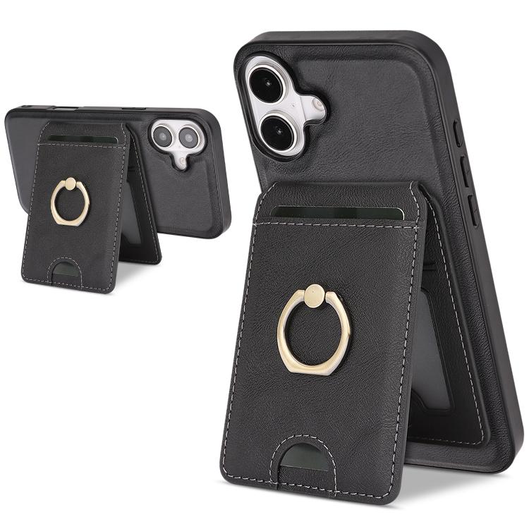 Kalebol Strong MagSafe Ring Magnetic Card Bag Holder Leather Phone Case, For iPhone 17 Pro Max, For iPhone 17 Pro, For iPhone 17, For iPhone 17 Air