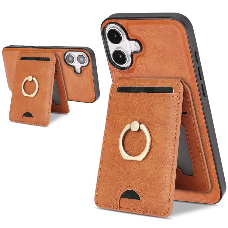Kalebol Strong MagSafe Ring Magnetic Card Bag Holder Leather Phone Case, For iPhone 17 Pro Max, For iPhone 17 Pro, For iPhone 17, For iPhone 17 Air