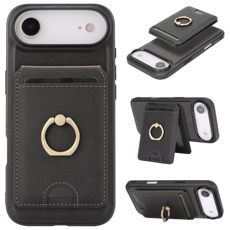 Kalebol Strong MagSafe Ring Magnetic Card Bag Holder Leather Phone Case, For iPhone 17 Pro Max, For iPhone 17 Pro, For iPhone 17, For iPhone 17 Air