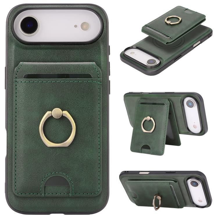 Kalebol Strong MagSafe Ring Magnetic Card Bag Holder Leather Phone Case, For iPhone 17 Pro Max, For iPhone 17 Pro, For iPhone 17, For iPhone 17 Air