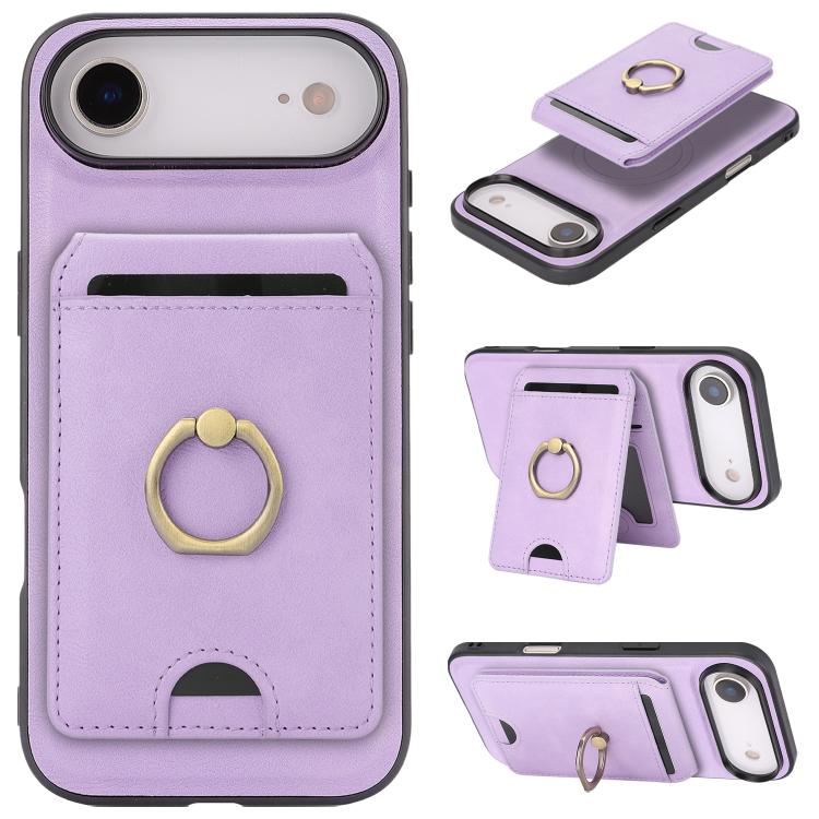Kalebol Strong MagSafe Ring Magnetic Card Bag Holder Leather Phone Case, For iPhone 17 Pro Max, For iPhone 17 Pro, For iPhone 17, For iPhone 17 Air