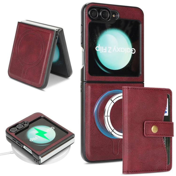 Kalebol Magnetic Button Card Bag MagSafe Ring Leather Phone Case