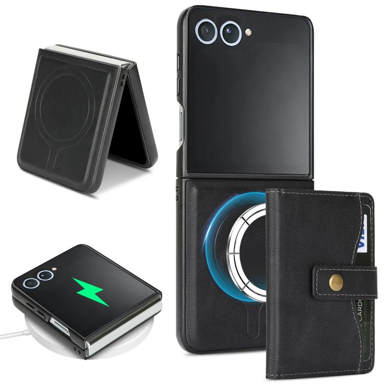 Kalebol Magnetic Button Card Bag MagSafe Ring Leather Phone Case